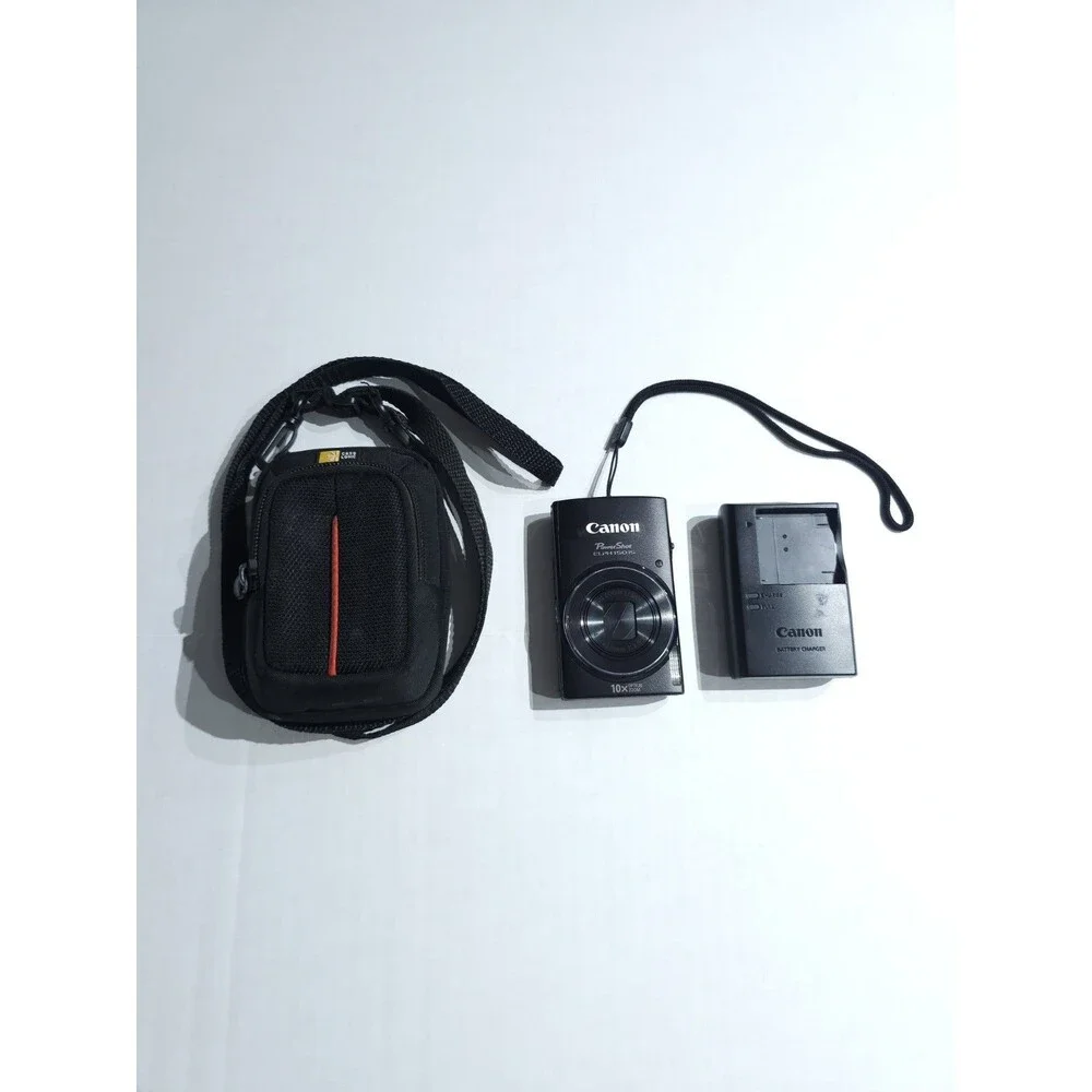 Canon PowerShot ELPH 150 IS Black Digital Camera 10x 20MP Bundle TESTED WORKS